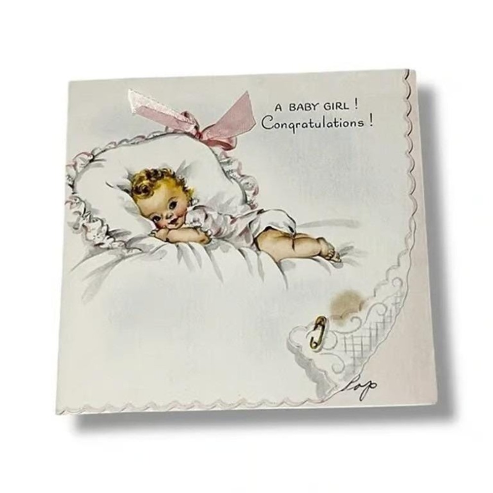 Hallmark A Baby Girl Congratulations c1946 Vintage Greeting Card EBX